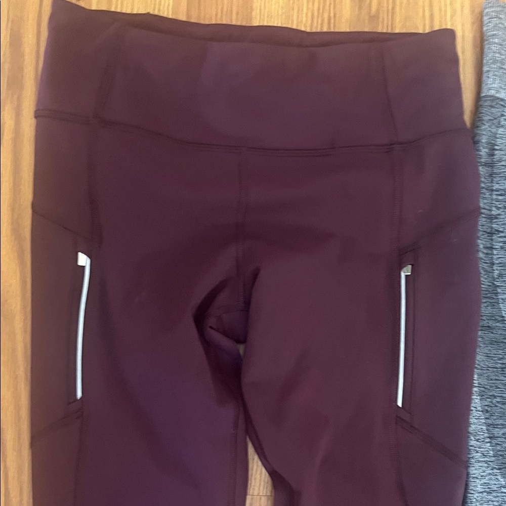 Leggings BUNDLE Burgundy and Gray Athleta and V S PINK Active MEDIUM - Picture 2 of 5